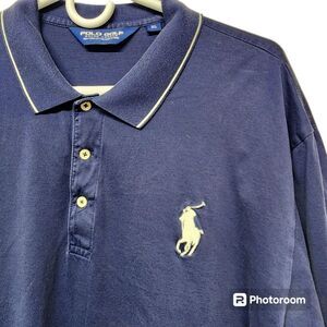 Polo‎ GOLF Ralph Lauren Vintage Large Logo Mens Blue Polo Size XL